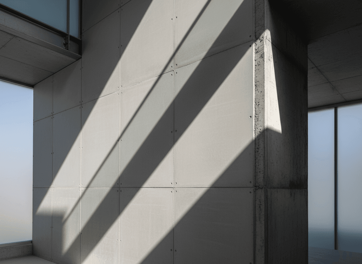 Minimal premium architectural concrete wall with sharp shadows